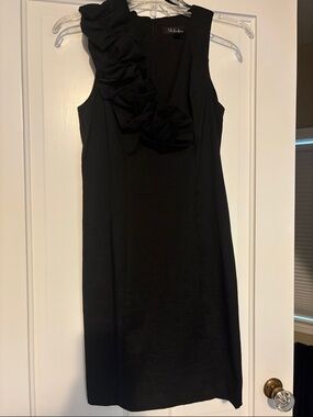 SL Fashions Black Ruffle V-Neck formal Dress